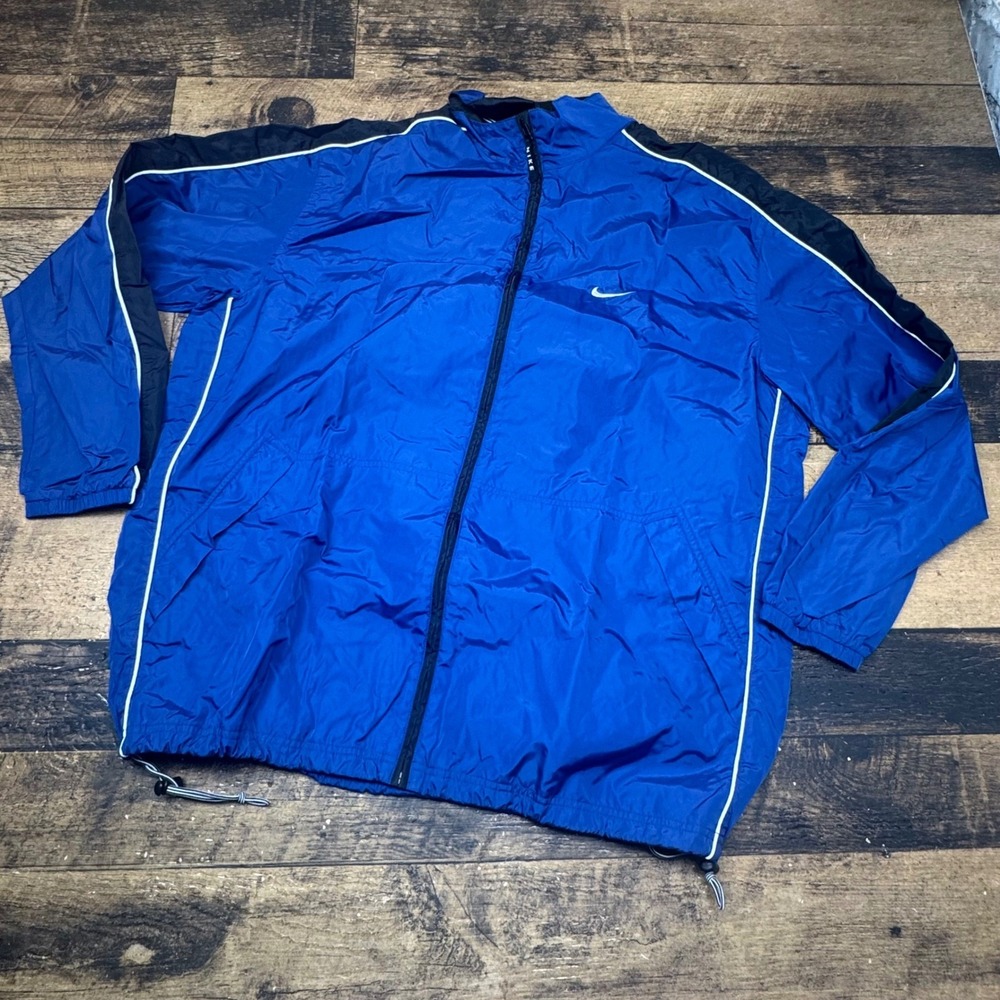 VINTAGE Nike Jacket Mens XL Blue Windbreakerā 90s Swoosh Track Lightweight